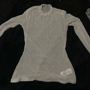 Marine Serre: Sheer Long Sleeve Mesh Top in Ivory ( white )